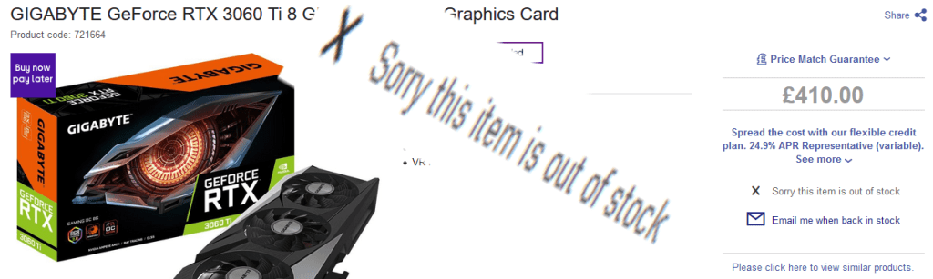 Out of stock scalping 3060ti graphics card